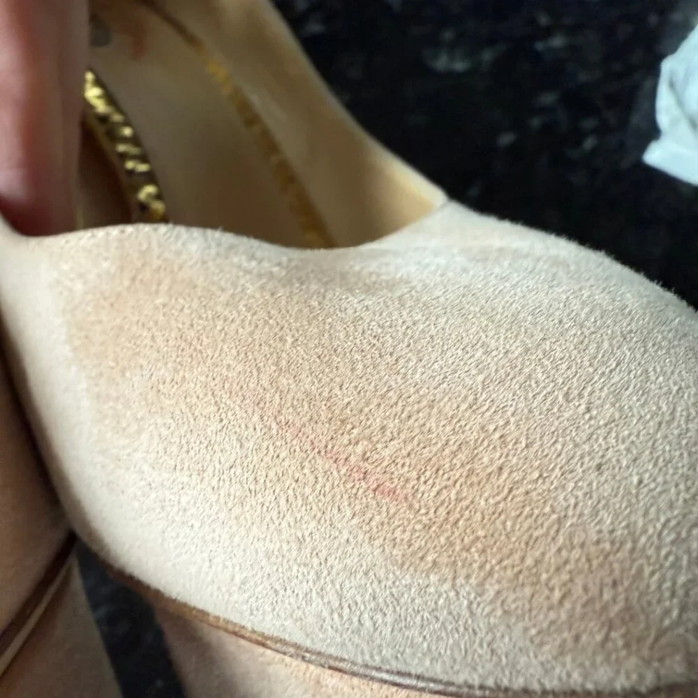 Charlotte Olympia DOLLY Platform Pumps Heels BLUSH NUDE Suede Shoes Womens 41